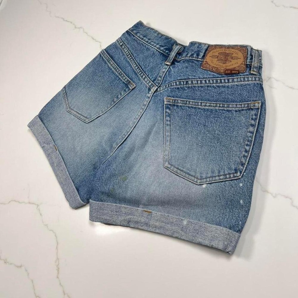 Pepe Jeans Denim Shorts Womens High Waisted Blue Cuffed Vintage 12/30
